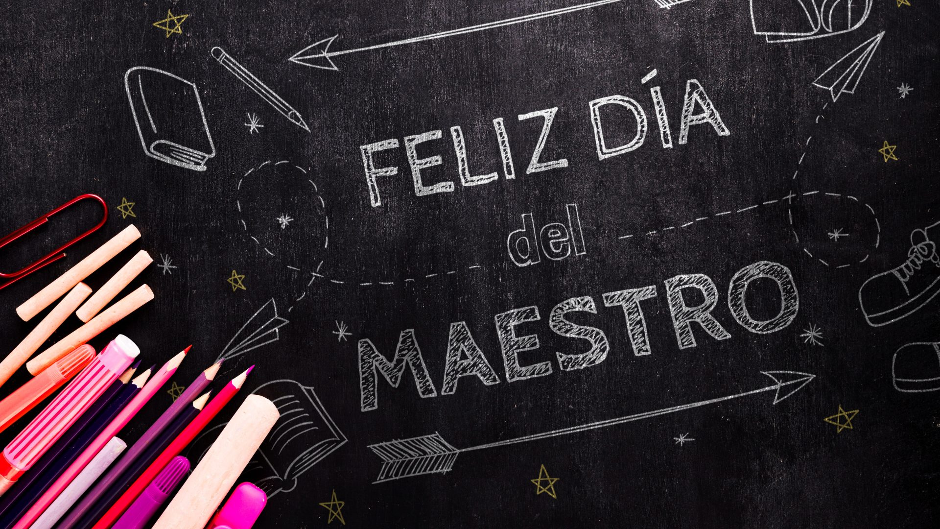 colores con frase del Día del Maestro