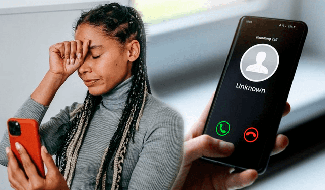 Joven preocupada por una llamada que esta recibiendo 