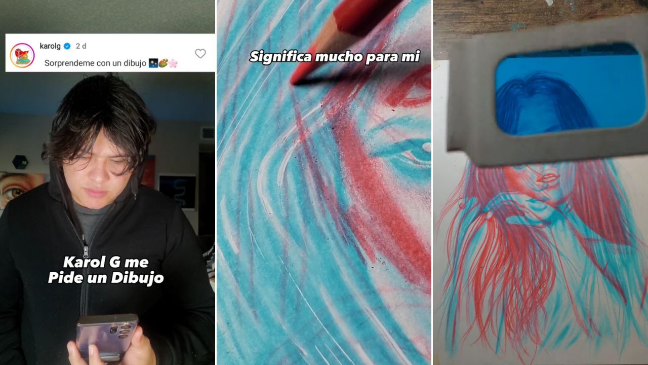 Imagen de VIDEO: Karol G le pide a hondureño dibujo de ella y este le hace un alucinante retrato 3D