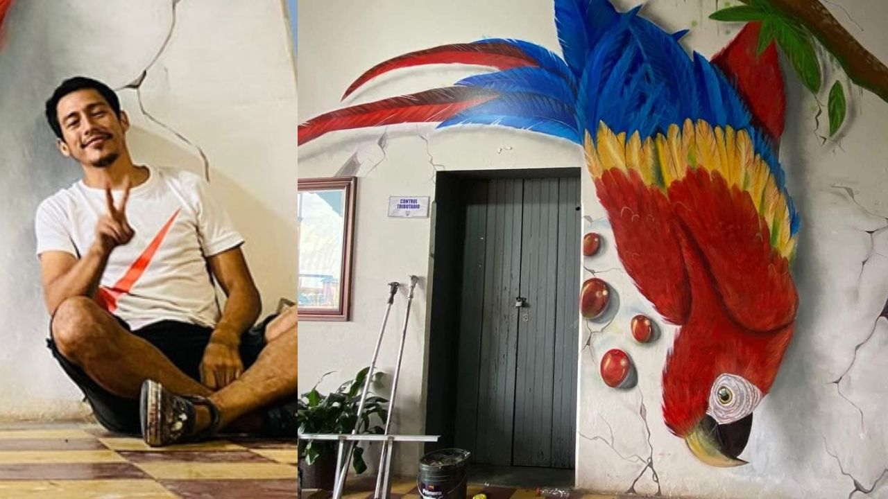 Hondureño crea mural 3D de una guacamaya en Copán Imagen de Hondureño crea mural 3D de una guacamaya en Copán