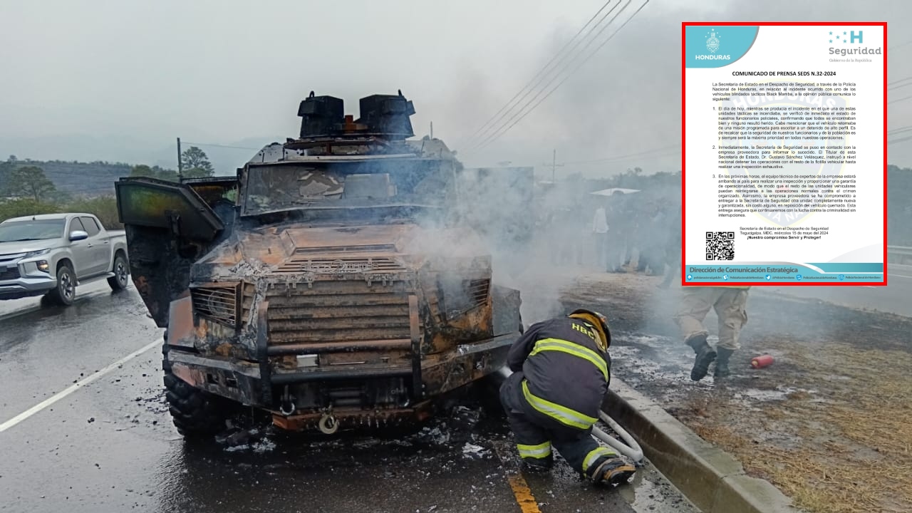 Seguridad anuncia que empresa proveedora de los Black Mamba repondrá vehículo incendiado Imagen de Seguridad anuncia que empresa proveedora de los Black Mamba repondrá vehículo incendiado