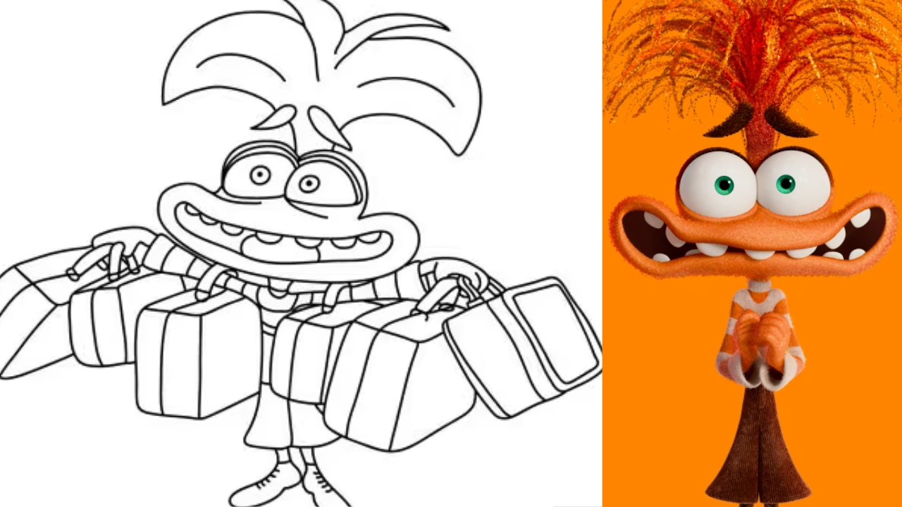 Imagen de Dibujos de Ansiedad Intensamente 2; imprime y colorea una de las emociones de Riley