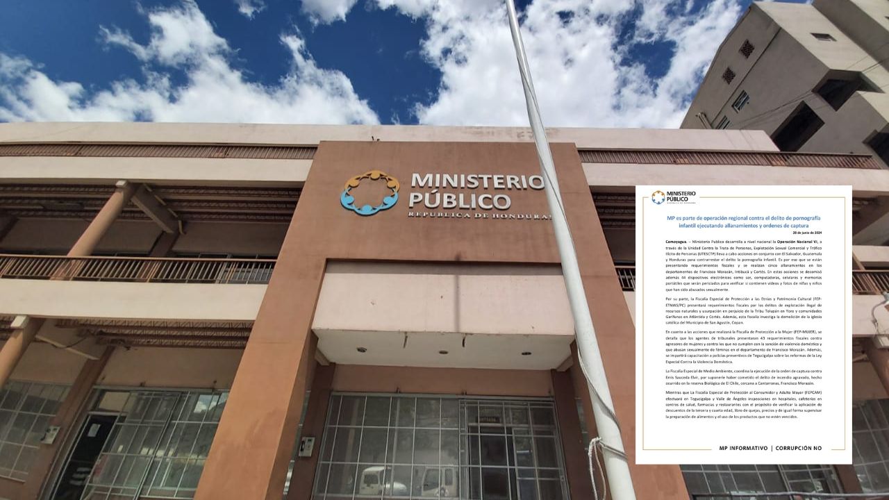 Ministerio Público realiza operativos contra pornografía infantil en tres departamentos de Honduras Imagen de Ministerio Público realiza operativos contra pornografía infantil en tres departamentos de Honduras