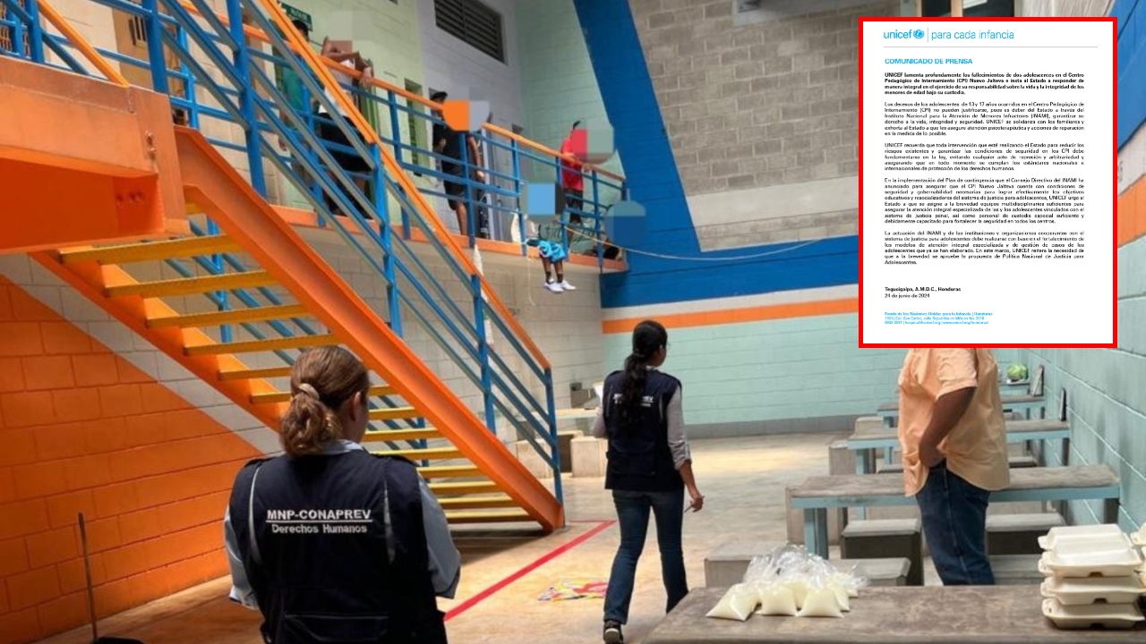 Unicef pide al Estado garantizar la seguridad de menores en el CPI Nuevo Jalteva Imagen de Unicef pide al Estado garantizar la seguridad de menores en el CPI Nuevo Jalteva
