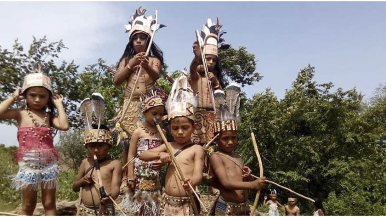 Niños vestidos de indios 