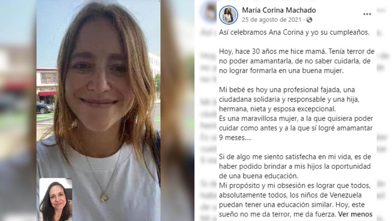 Videollamada entre madre e hija y al lado derecho el mensaje dedicado