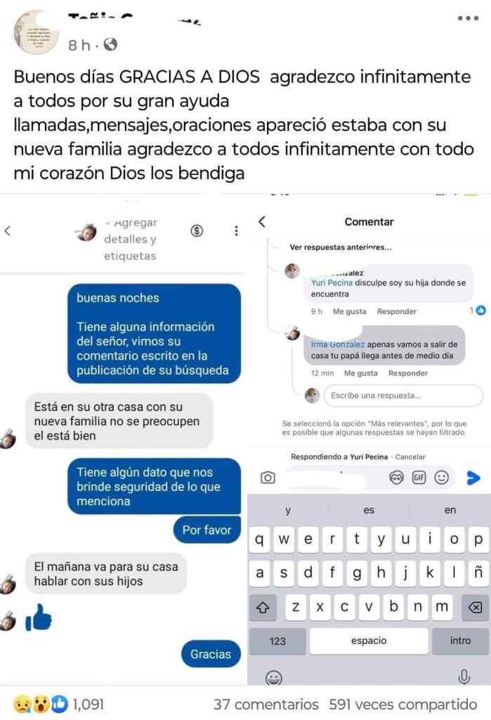 Mujer reportó desaparición de su esposo, él estaba con su otra familia
