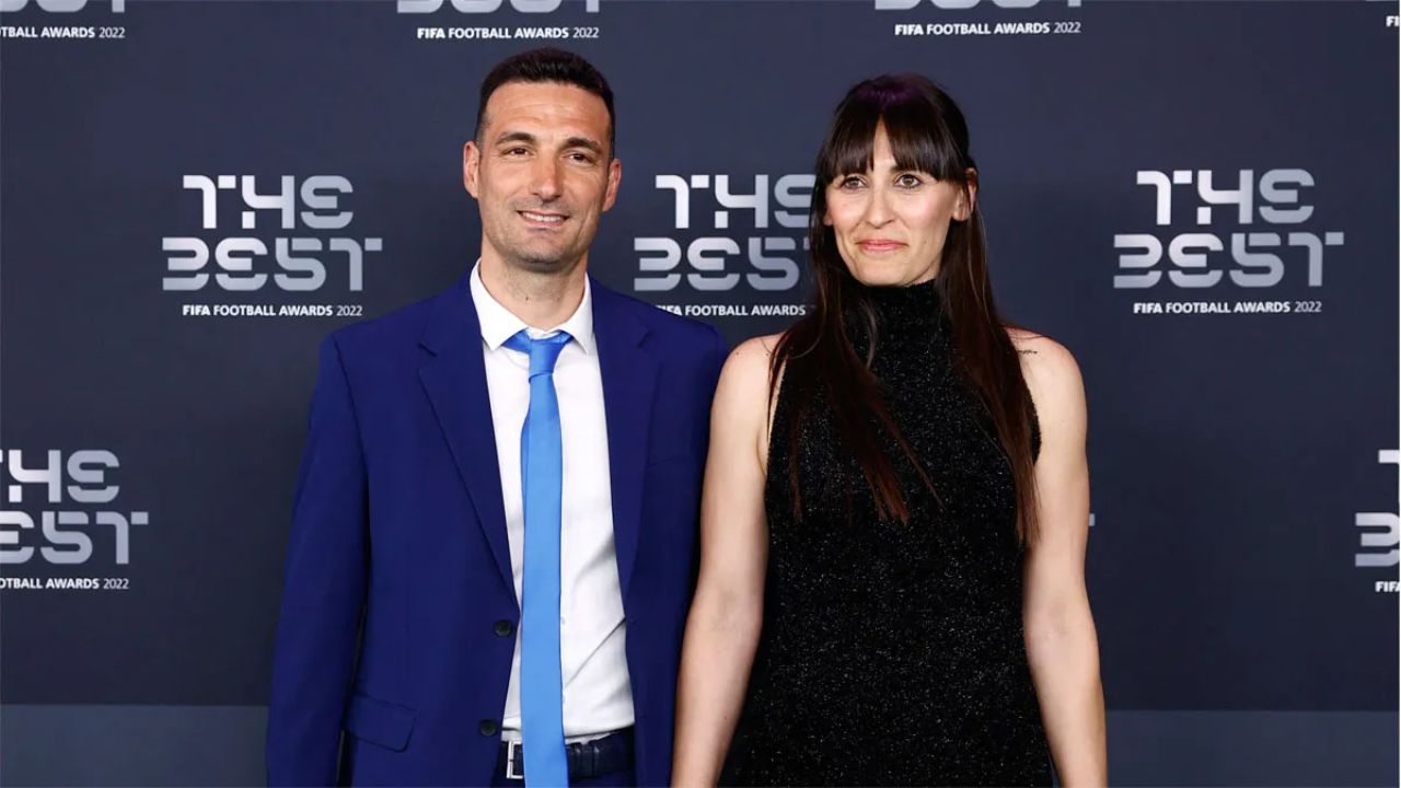 Scaloni y su esposa Elisa Montero