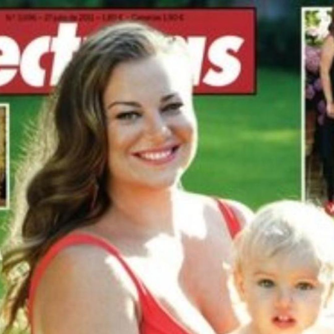 Caritina de joven delgada en portada de revista junto a su hijo Pedro.