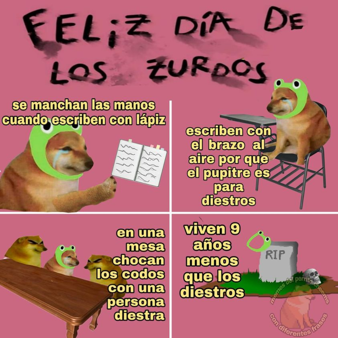 Imagen de perrito que dice 'Feliz Día de los Zurdos.