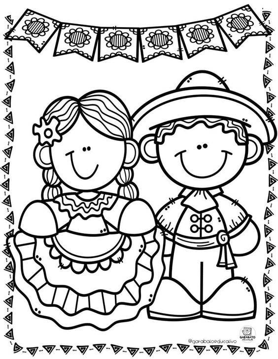 Foto de dibujos para pintar en el Día Mundial del Folklore.