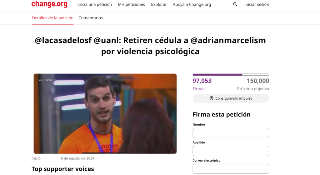Foto de las firmas que se llevan para el retiro de cédula psicológica de Adrián Marcelo