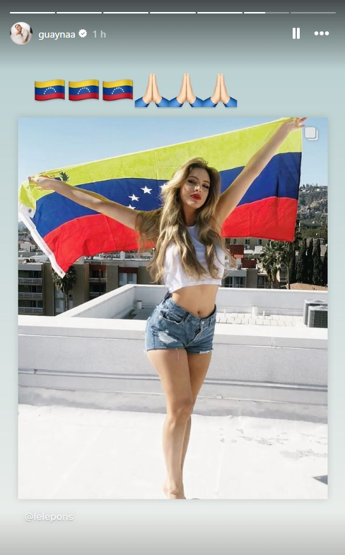 Foto de Lele Pons con la bandera de Venezuela. 