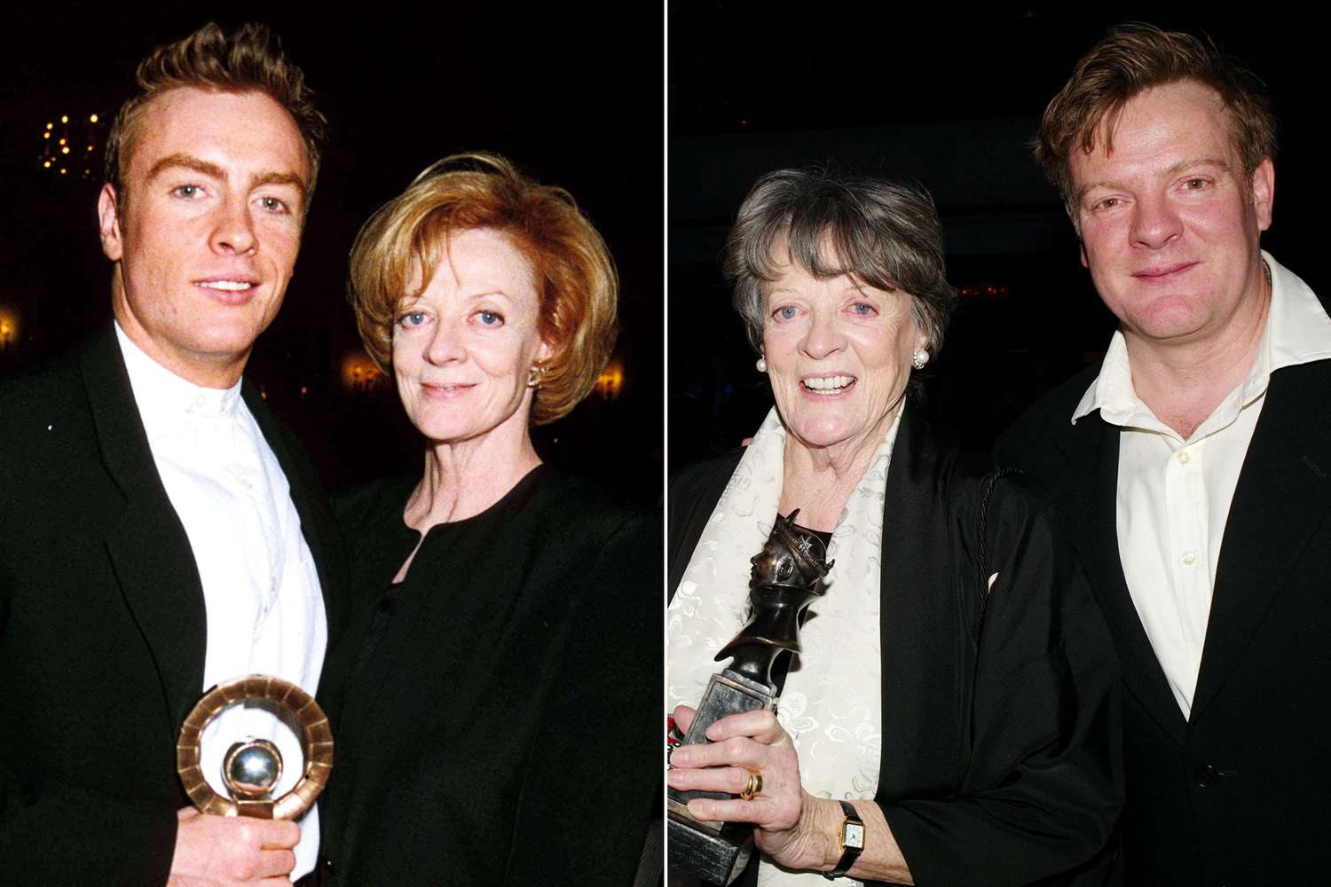 Foto de los hijos de Maggi Smith;  Toby Stephens y Chris Larkin. 