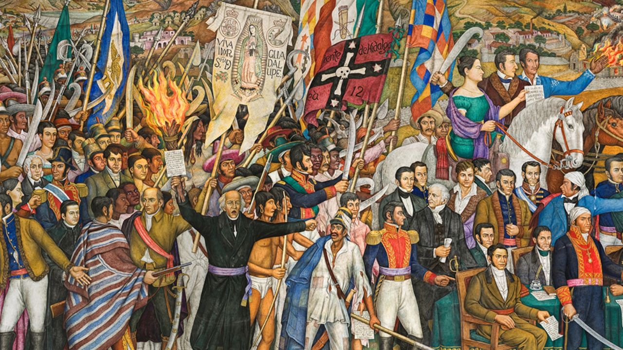 Imagen representativa de cada escena y personaje importante de la Independencia de México.