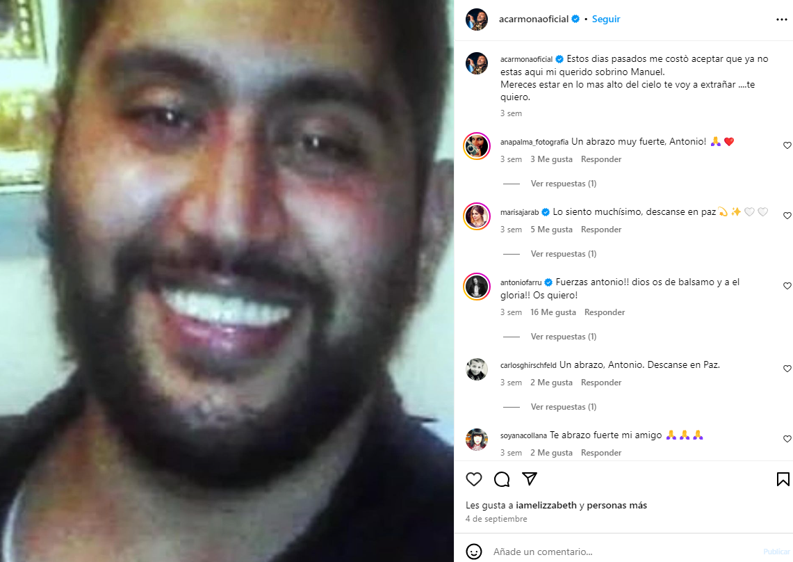 Mensaje de Carmona tras la muerte de su sobrino 