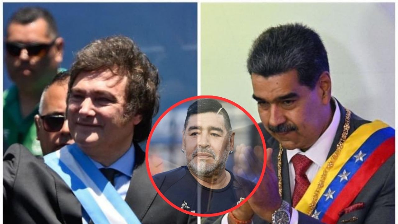 Imagen de Maduro le pide a espíritu de Maradona que asuste a Milei: 'hálale las patas'