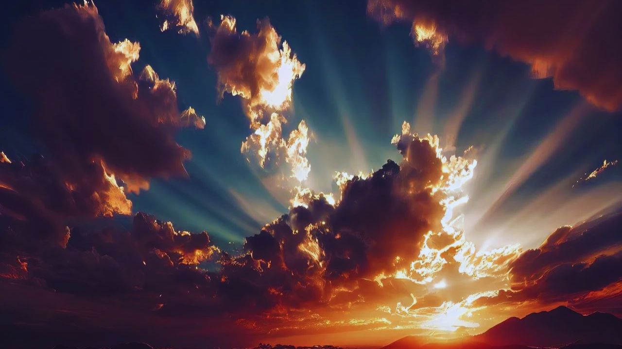 El cielo con colores azul, amarillo y anaranjado.