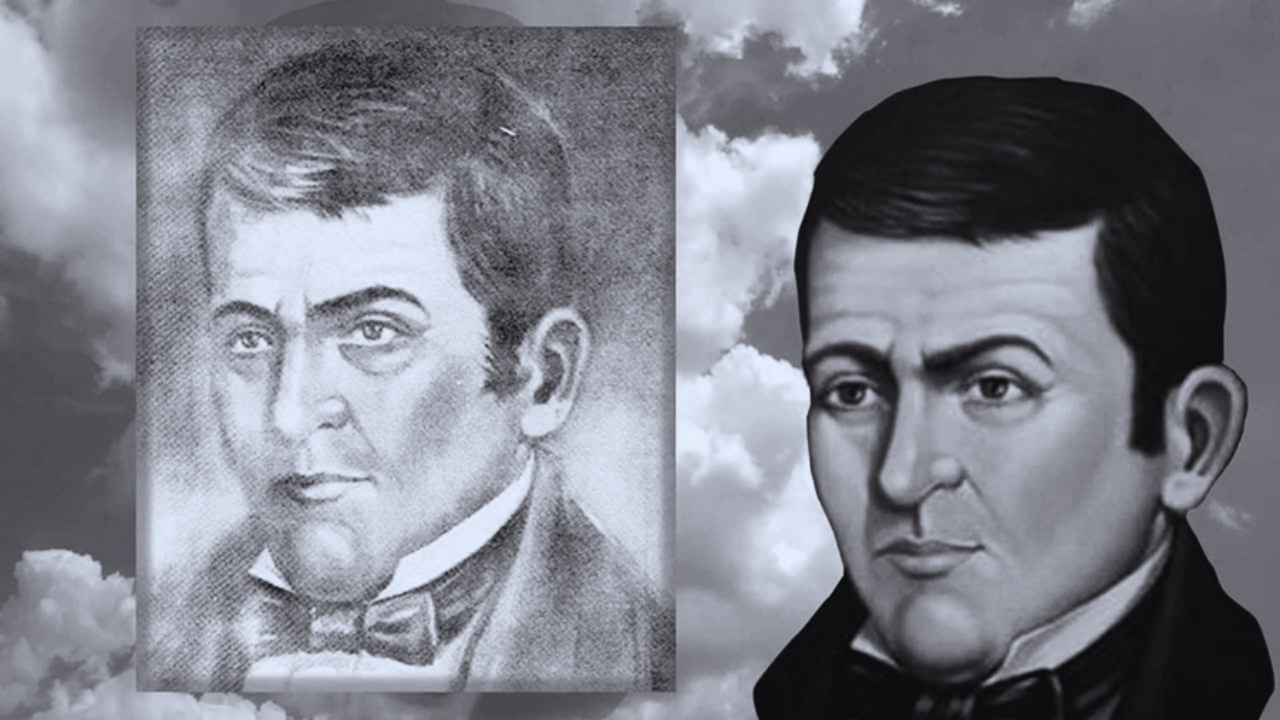Dos fotos de Dionisio de Herrera con corbata negra formal en un diseño en blanco y negro.