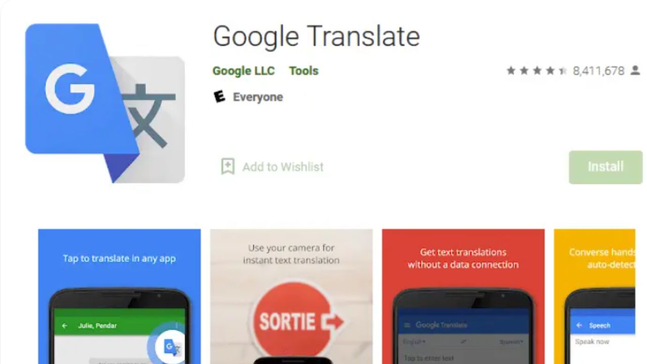 Captura de pantalla de la aplicación Google Translate