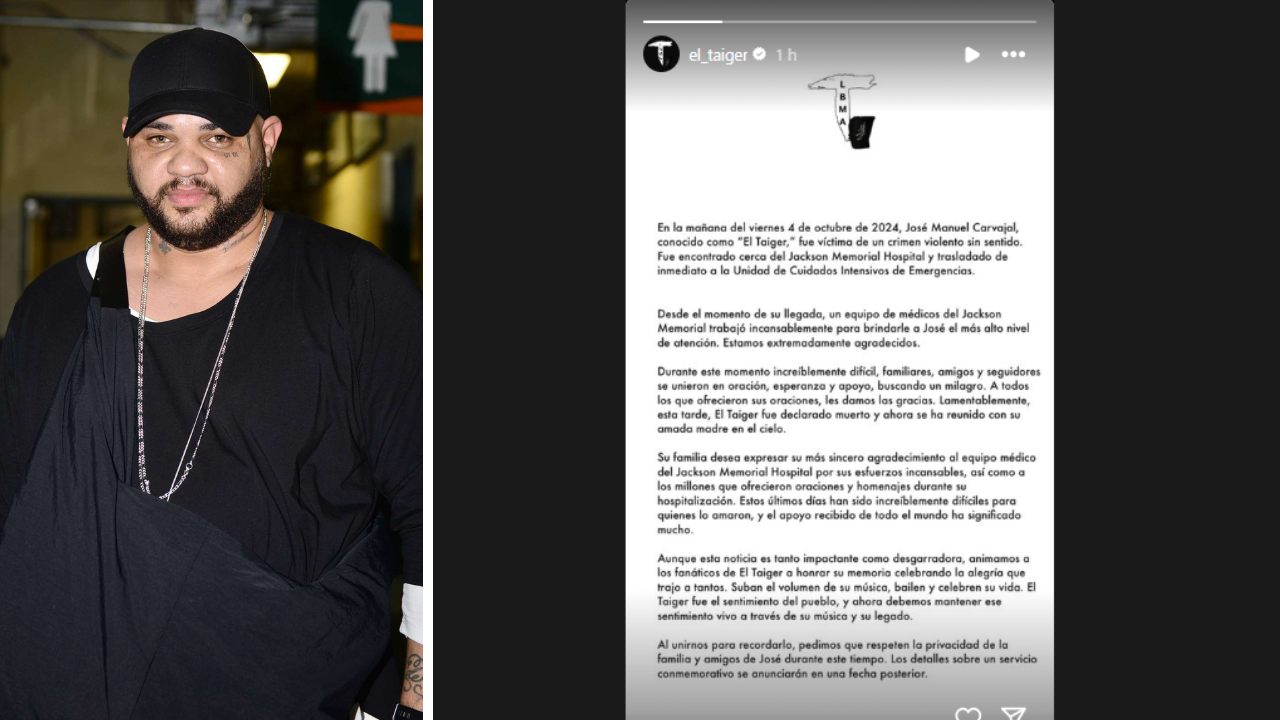 Nota de confirmación del fallecimiento de El Taiger