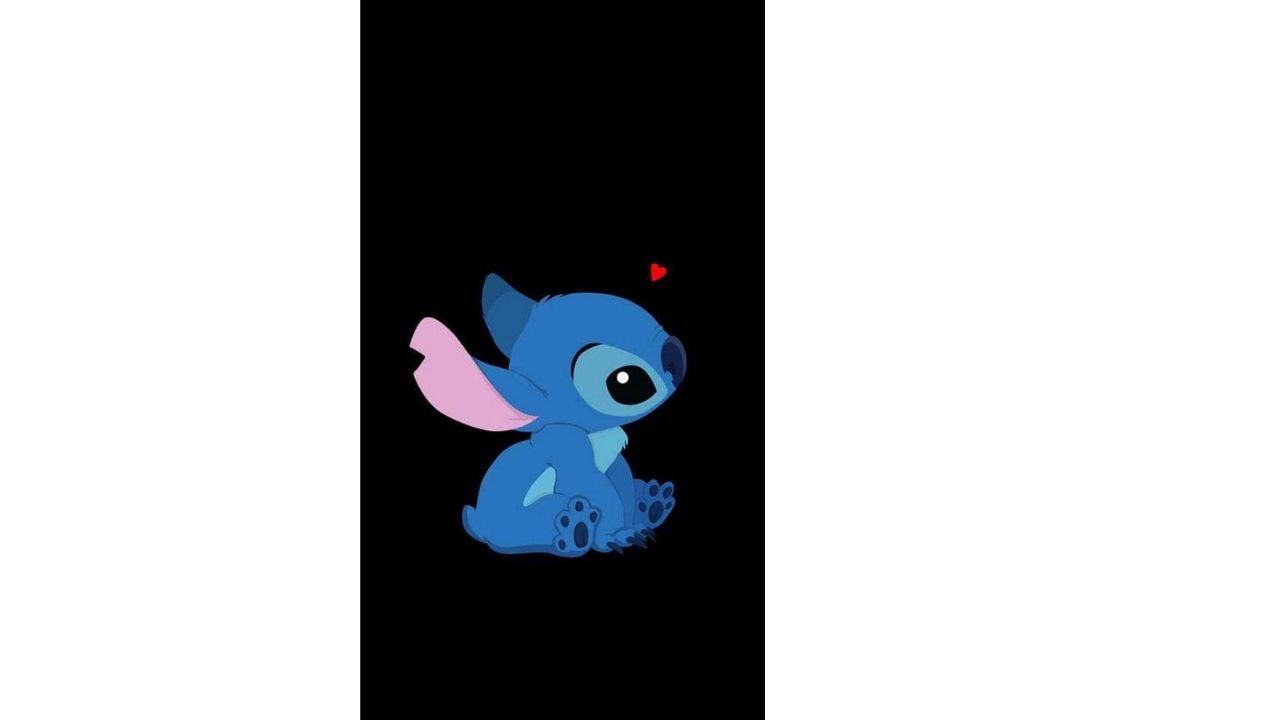 Stitch azul con un fondo negro.