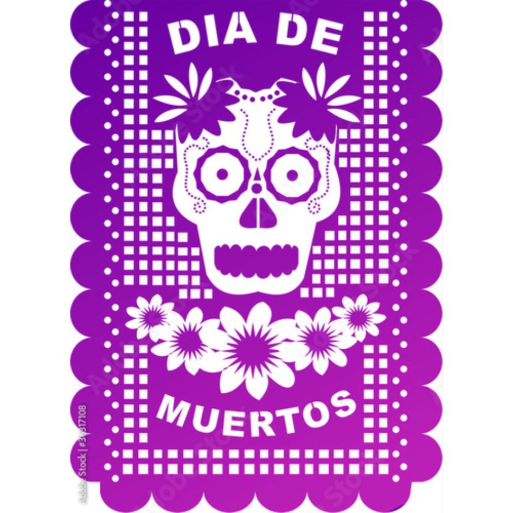 El arte del Día de los Muertos cobra vida con esta calavera colorida, llena de tradición y significado.