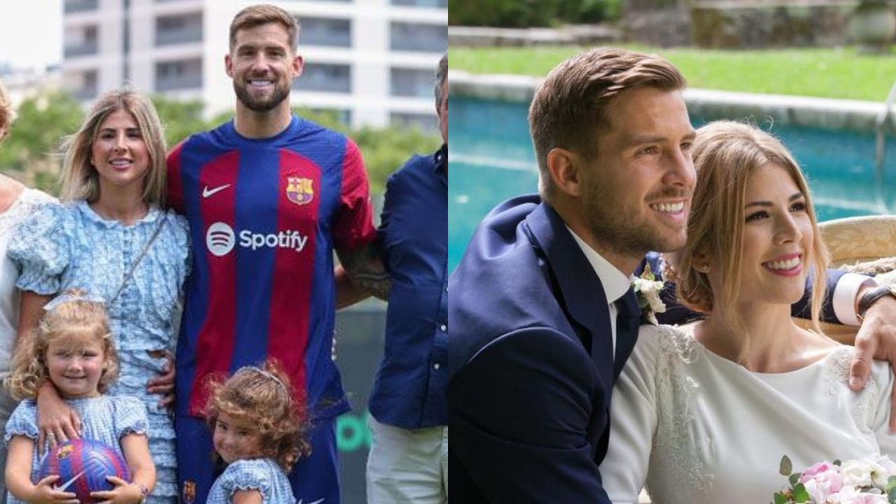 Fotografía de Iñigo Martínez y su esposa Nerea y sus hijas
