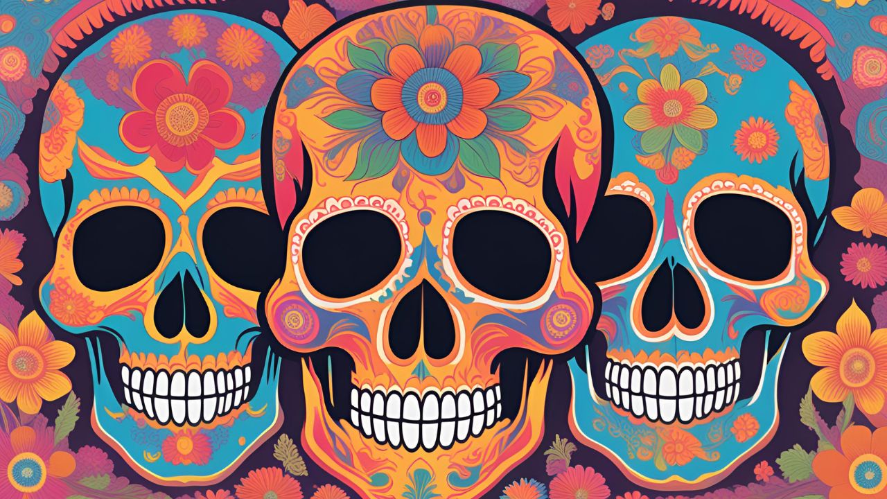 Dibujos de calaveras del Día de Muertos para imprimir y colorear Imagen de Dibujos de calaveras del Día de Muertos para imprimir y colorear