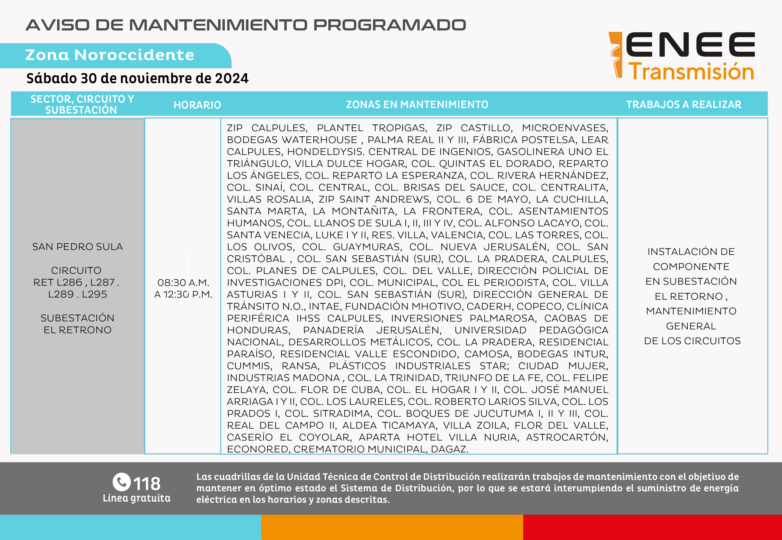 Lugares sin luz eléctrica en San Pedro Sula 