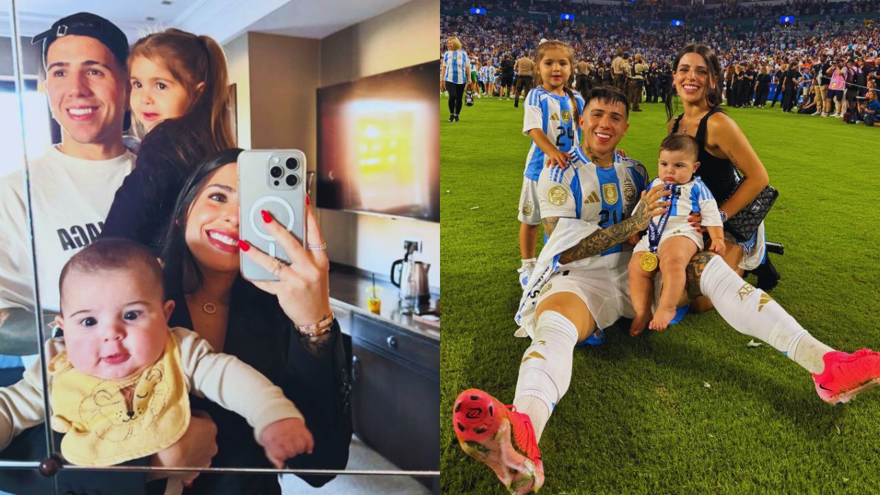 Foto de la familia de Enzo, aparecen los 4 en las dos fotos.