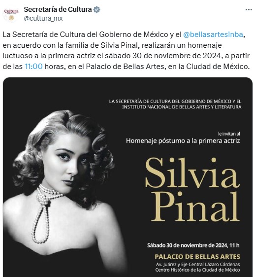 Homenaje a Silvia Pinal este sábado