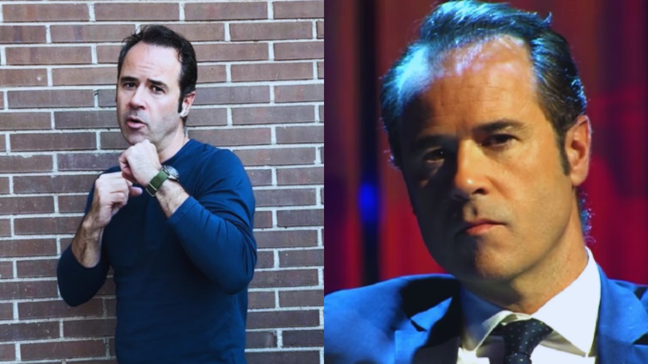 Dos fotos de Chicote, en la foto de la izquierda sale con camisa color azul oscuro, en la foto de la derecha aparece contraje formal color azul y blanco.