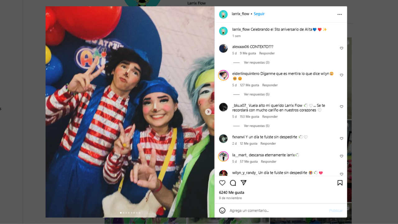 Captura de pantalla del perfil de instagram Larrix Flow