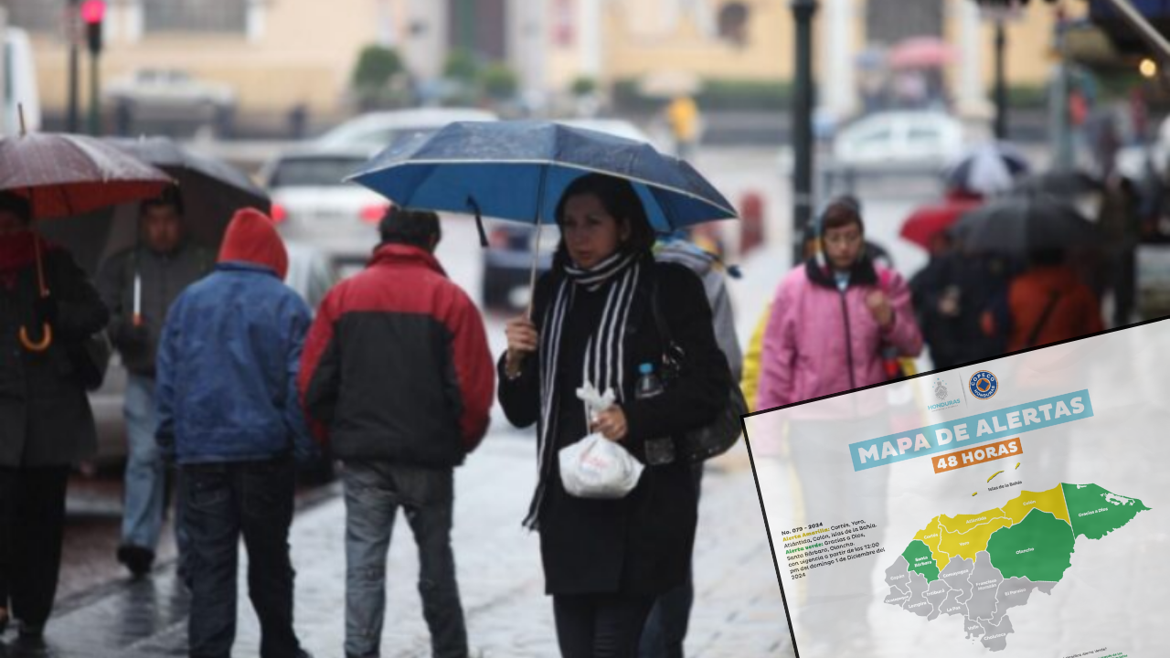 Lluvias y frío tendrán en alertas amarilla y verde a estos departamentos de Honduras Imagen de Lluvias y frío tendrán en alertas amarilla y verde a estos departamentos de Honduras