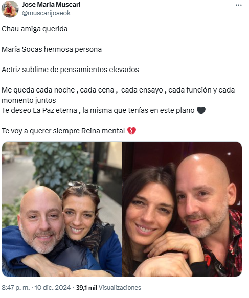 Foto de María Socas junto a su amigo José María Muscari