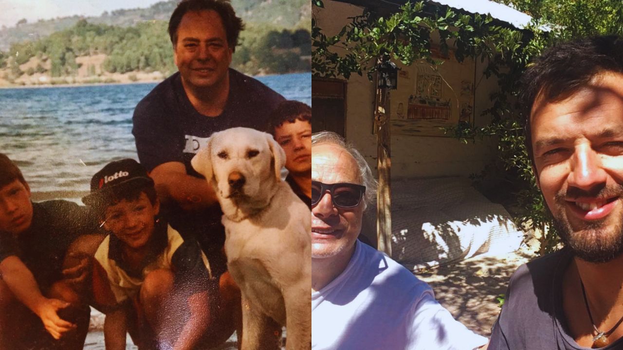 Dos fotos de Jaime Vodanovic y sus hijos, salen vestidos de negro.