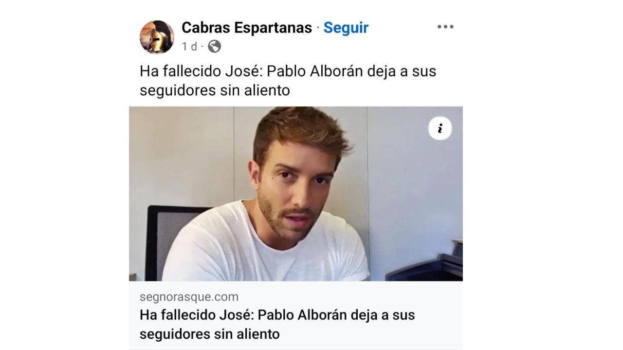 Pablo Alborán fallece Captura de pantalla: Facebook