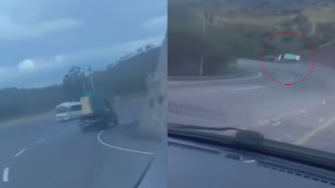 Imagen de Video capta como conductor de camión se salva de morir en accidente en la CA-5 Norte