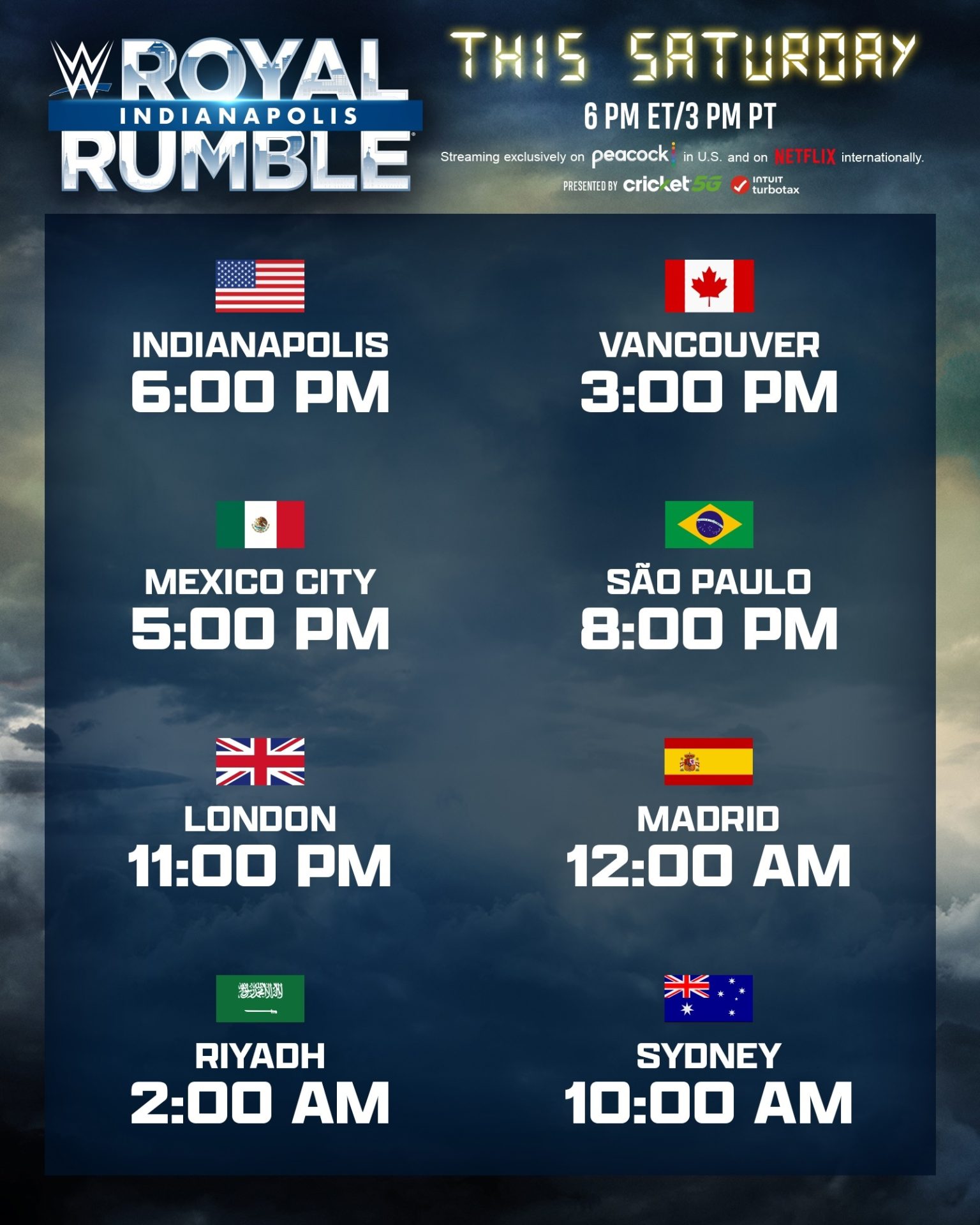 Países y horarios para Royal Rumble