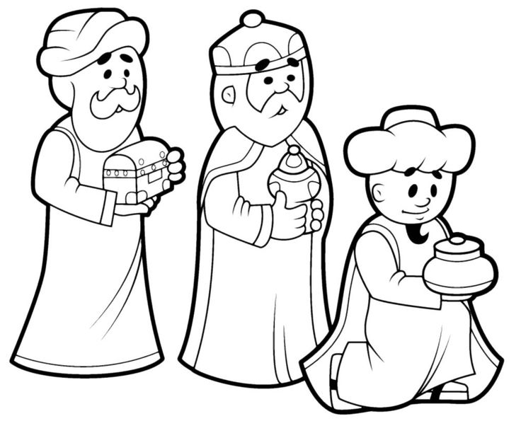 Fotos de los Reyes Magos a blanco y negro para imprimir y colorear 