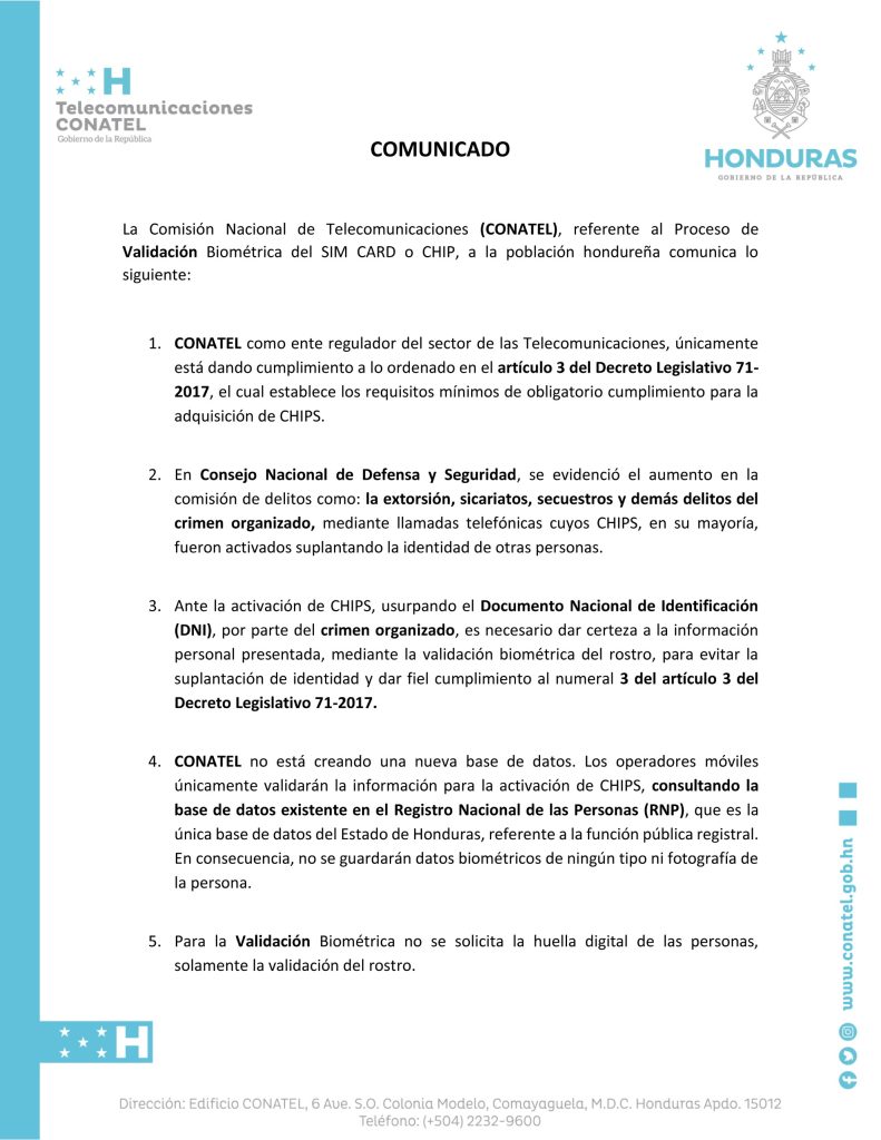 Comunicado de Conatel