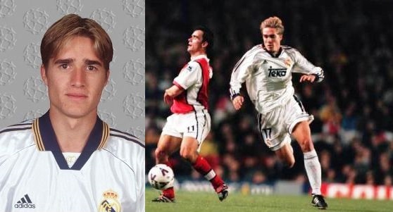 Javier Dorado jugando con el uniforme del Real Madrid
