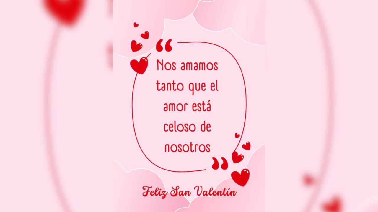 Mensaje de San Valentín en fondo rosado