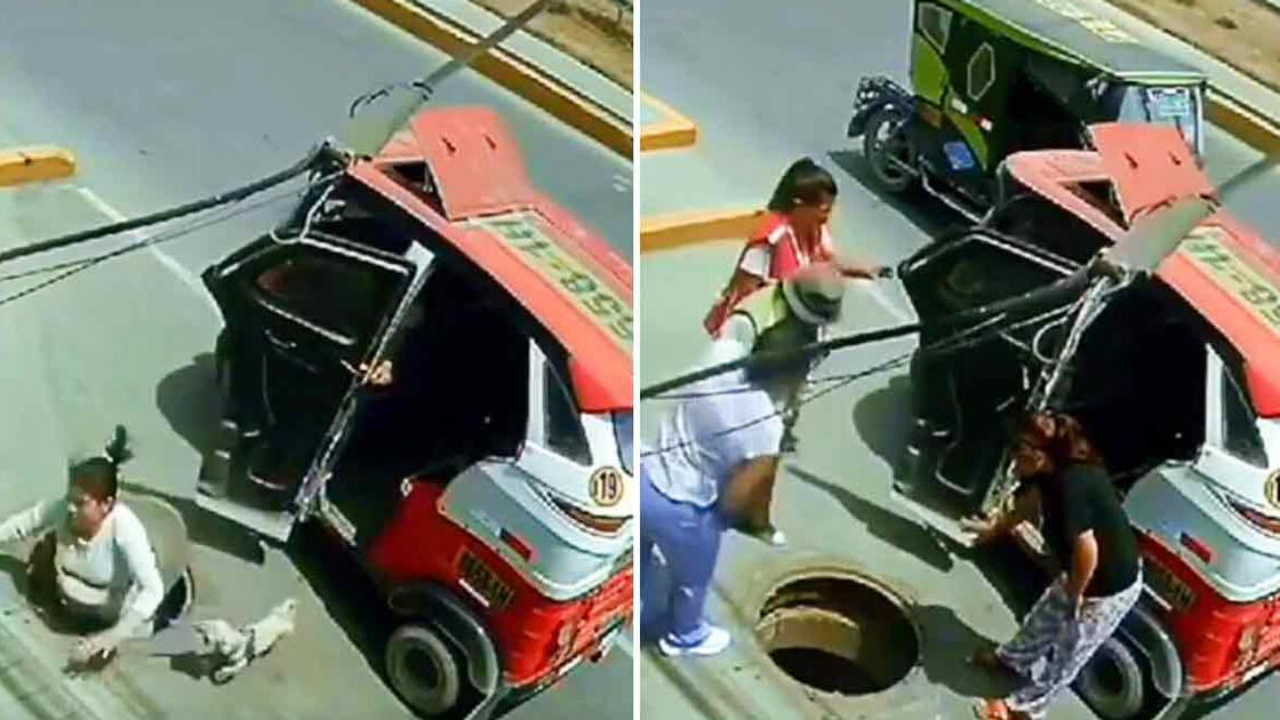 Captan en video el momento en que mujer cae a alcantarilla tras bajarse de mototaxi Imagen de Captan en video el momento en que mujer cae a alcantarilla tras bajarse de mototaxi