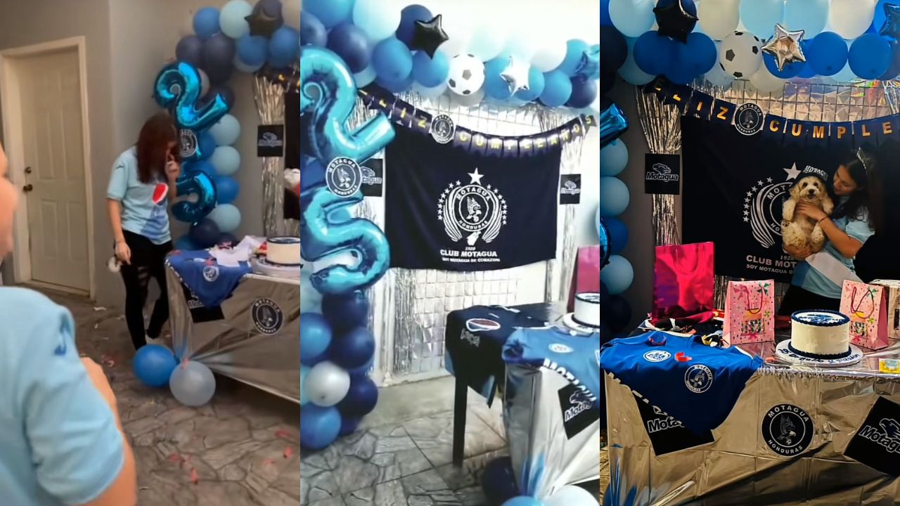 Hondureña es sorprendida con fiesta temática del Motagua en su cumpleaños Imagen de Hondureña es sorprendida con fiesta temática del Motagua en su cumpleaños