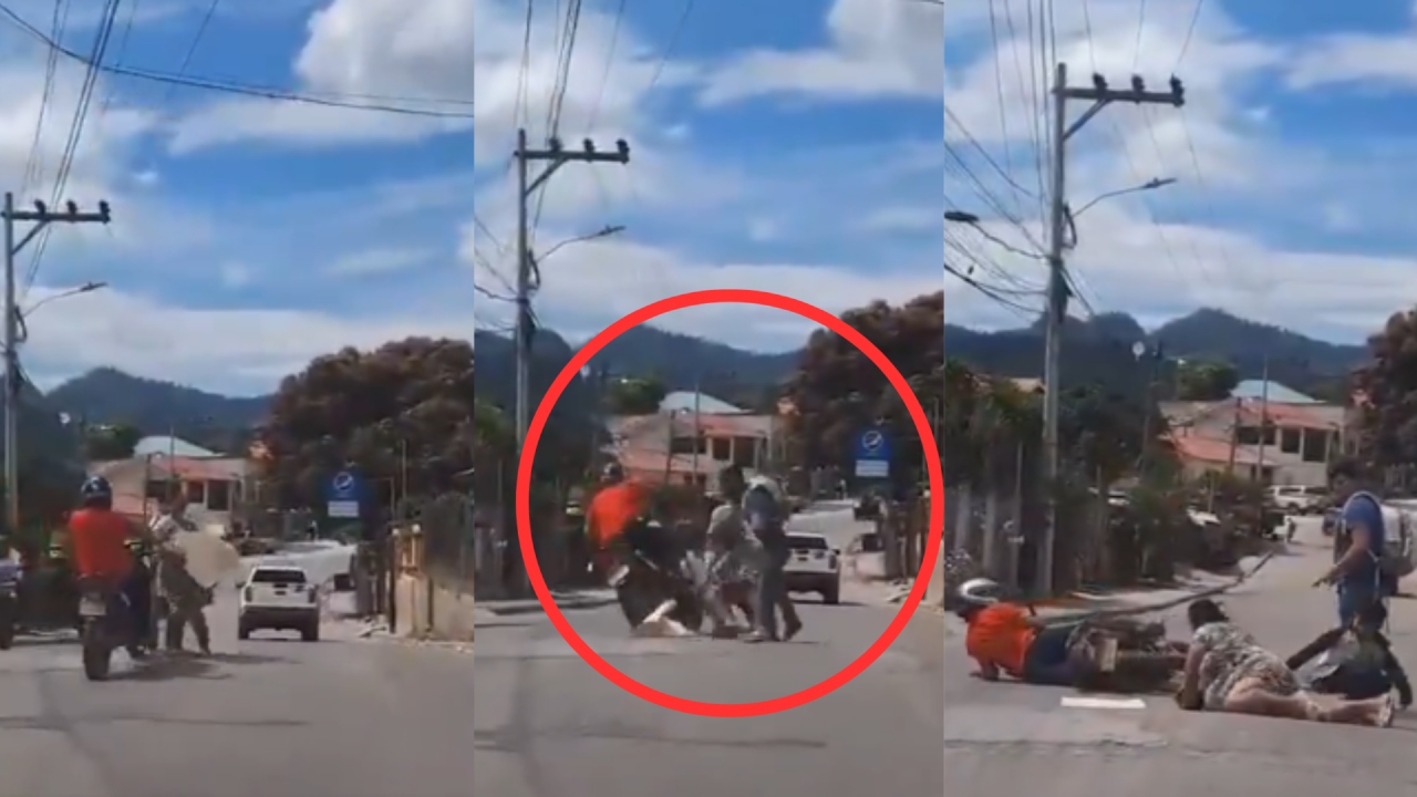 Imagen de VIDEO: Hombre 'bolo' en motocicleta atropella a familia que pedía dinero en La Unión, Copán