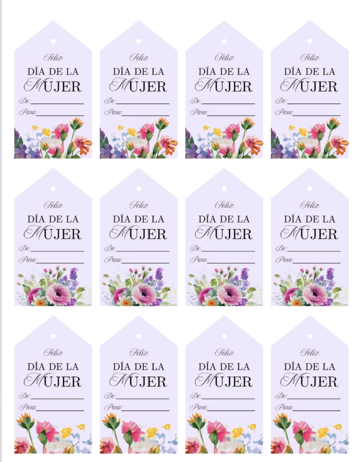 Etiquetas para obsequiar en el Día de la Mujer
