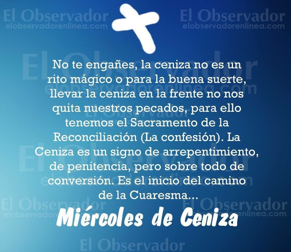 Mensaje del Miércoles de Ceniza en un fondo azul