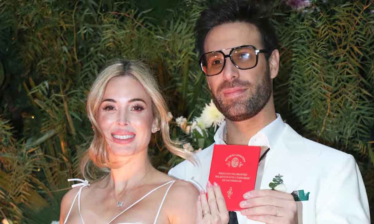 Elías Piccirilio y su esposa Jesica en la boda